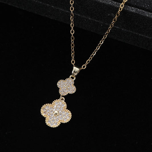 simple style four leaf clover stainless steel pendant necklace