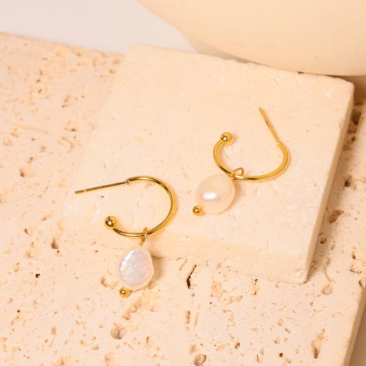 1 Pair Simple Style Classic Style Solid Color Patchwork Plating Titanium Steel 18K Gold Plated Drop Earrings