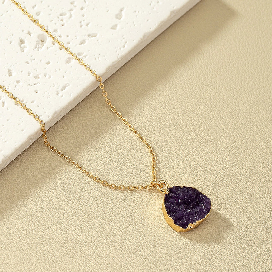 casual simple style irregular alloy inlay resin women's pendant necklace