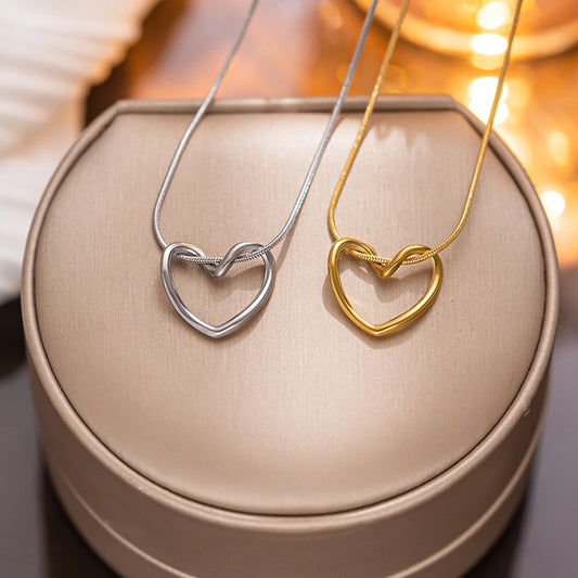 simple style solid color titanium steel pendant necklace
