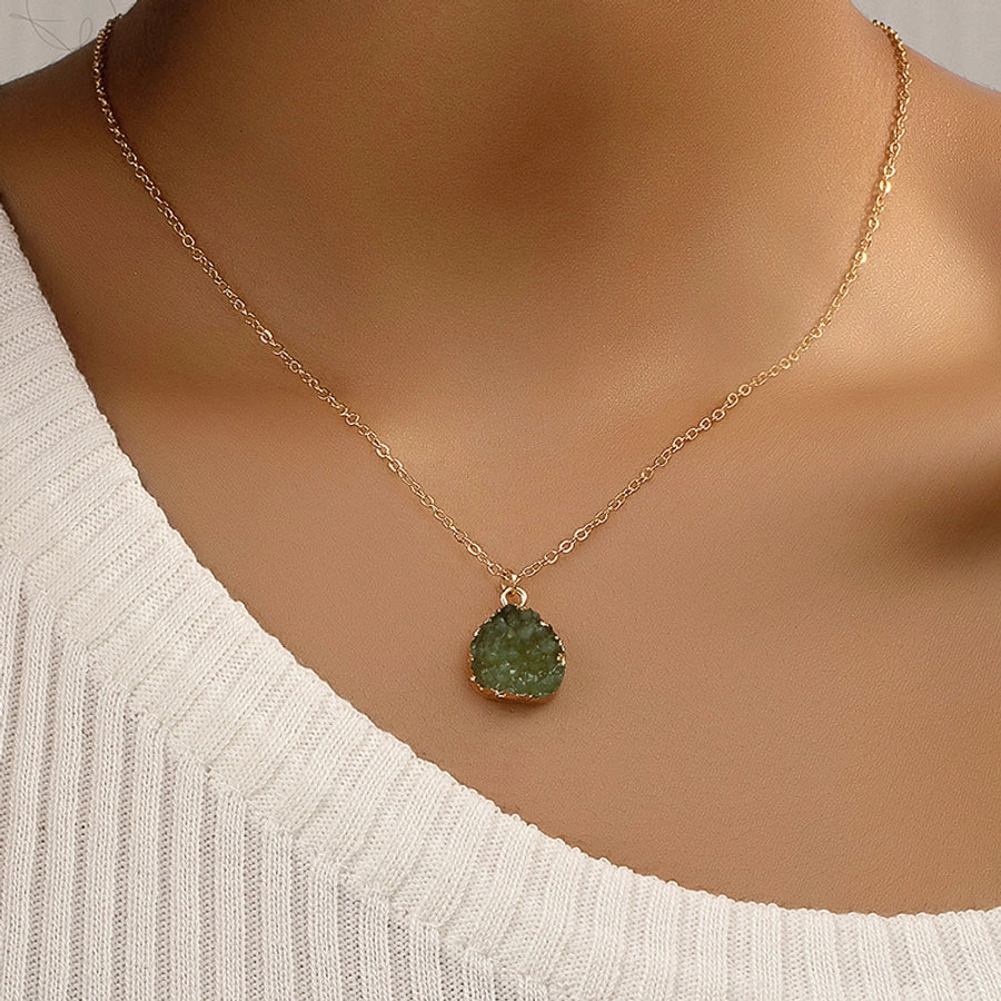 casual simple style irregular alloy inlay resin women's pendant necklace